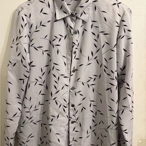 Notations  Black and Gray Leaf Print Shirt Y2K